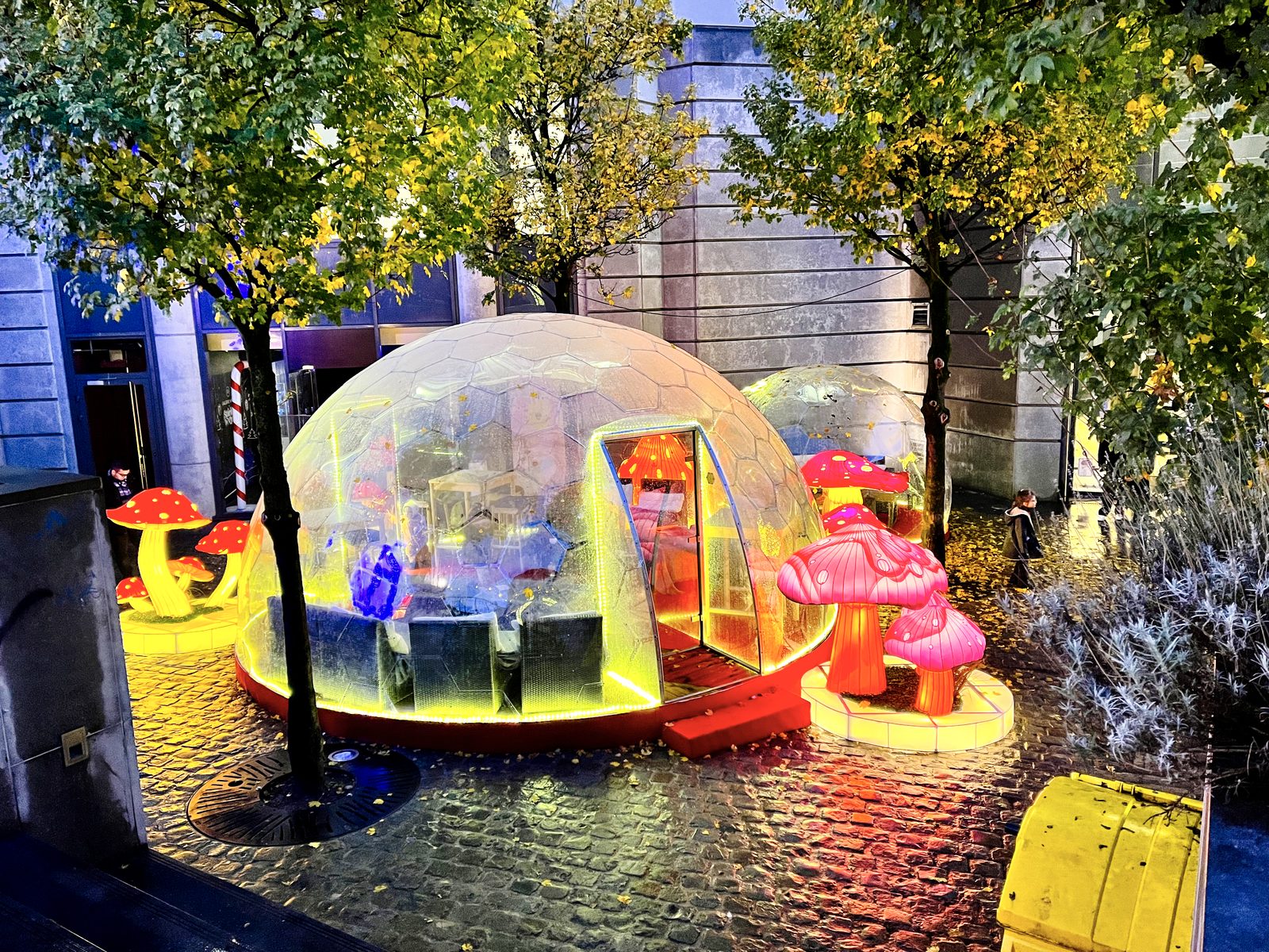 Illuminated Dome Seating with Glowing Mushrooms