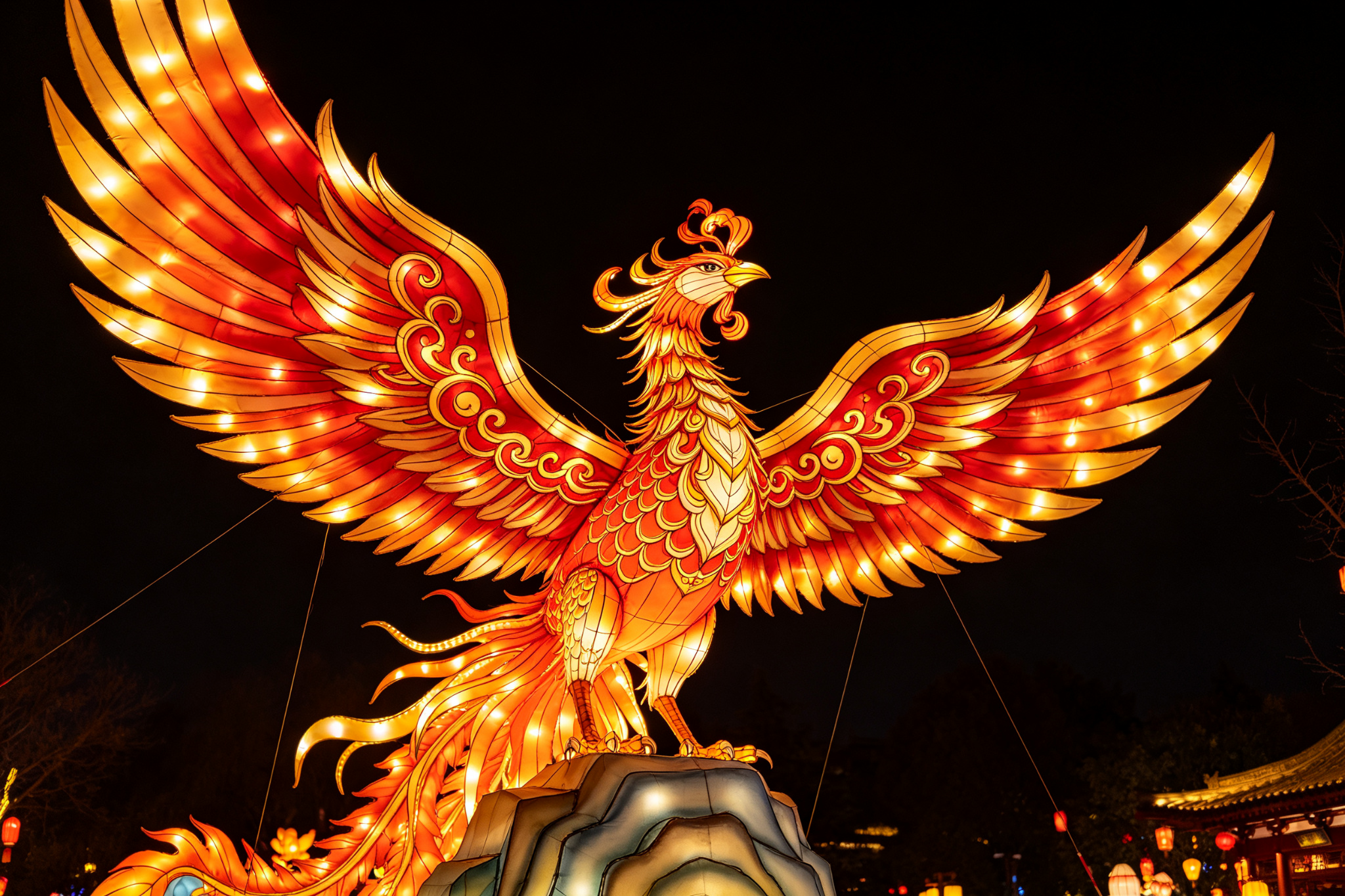 Phoenix Lantern with Spread Wings - Chinese Lantern Show by Zigong Sun Culture