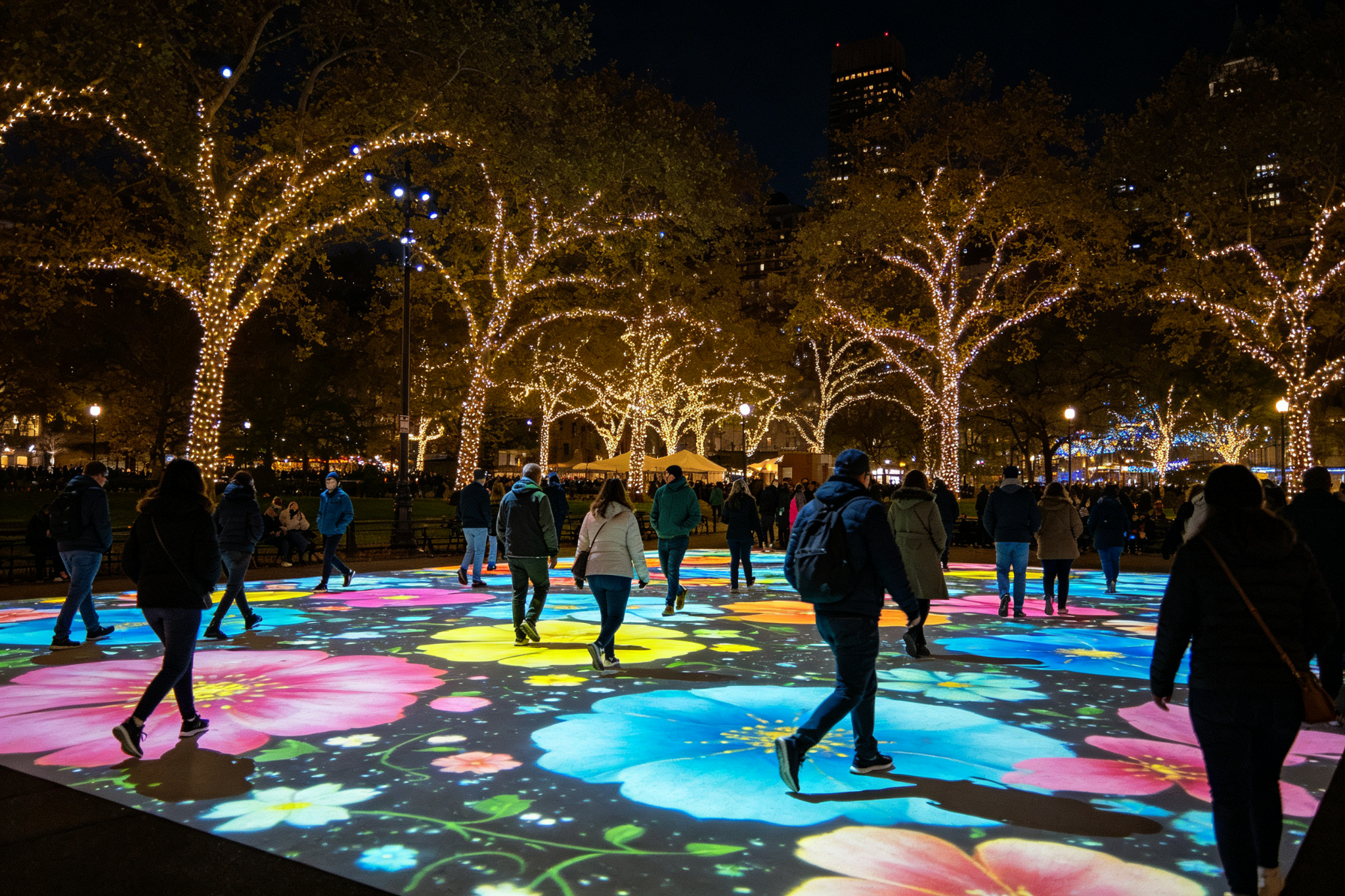 Interactive Park Light Projection - Light Art Installations by Zigong Sun Culture
