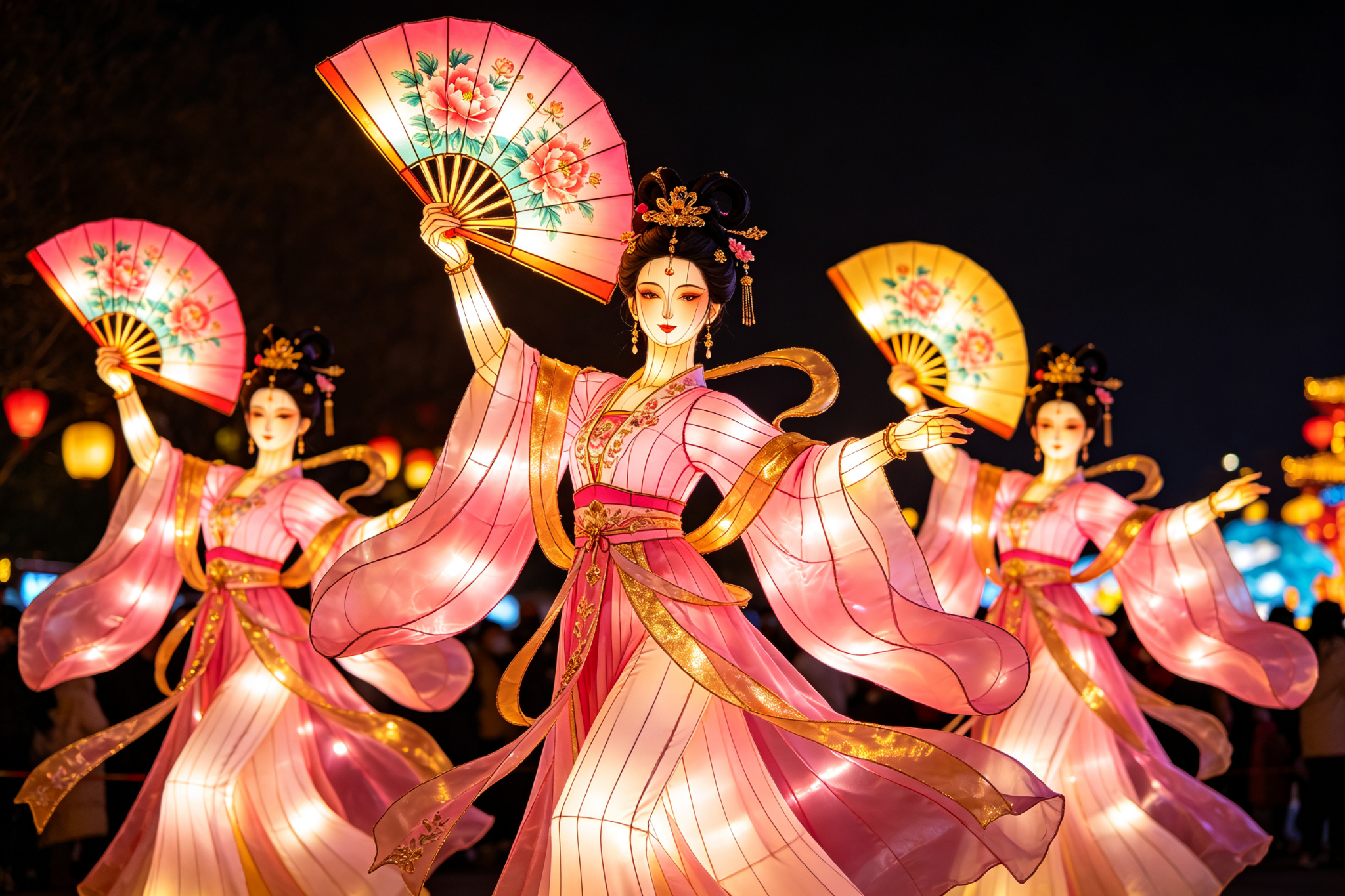 Chinese Fan Dance Lantern Display - Chinese Lantern Show by Zigong Sun Culture