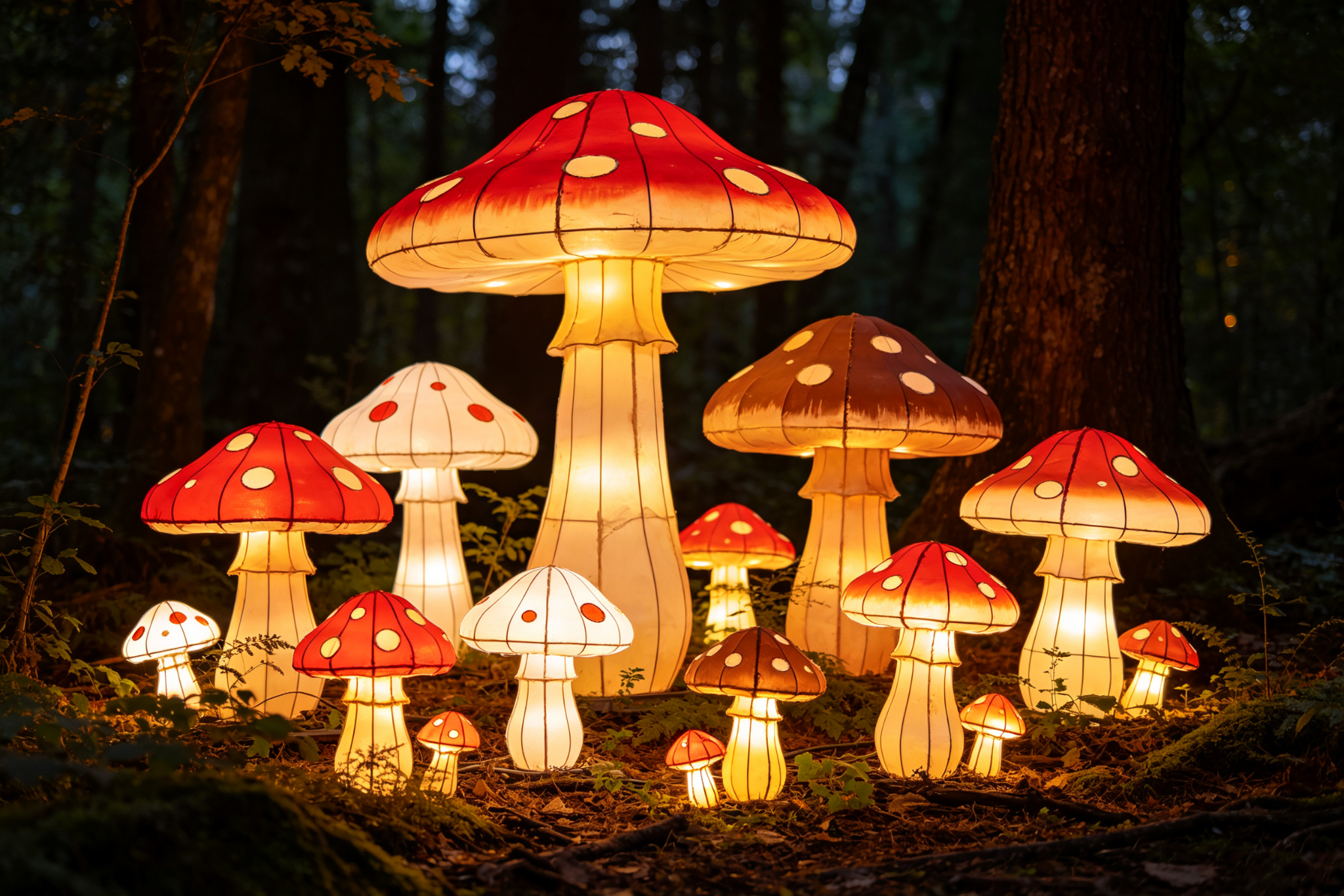 Mushroom Cluster Lanterns - Illuminated Decorative Products by Zigong Sun Culture